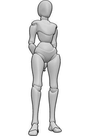 Pose Reference- Female arms behind pose - Female is standing in a balanced pose with her arms resting behind her back