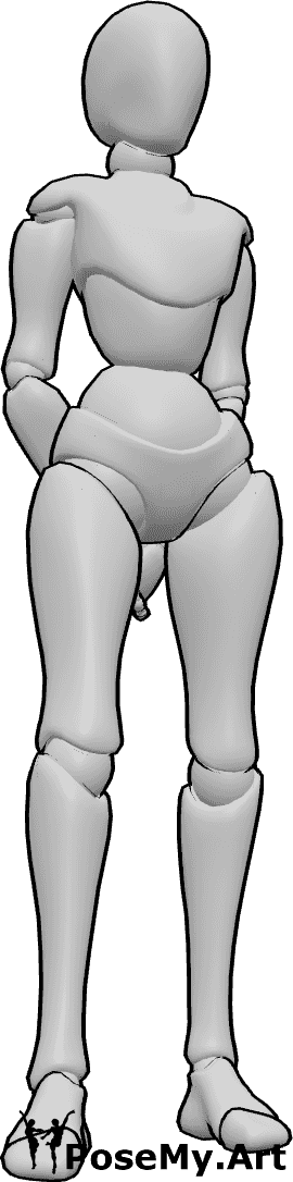 Pose Reference- Female arms behind pose - Female is standing in a balanced pose with her arms resting behind her back