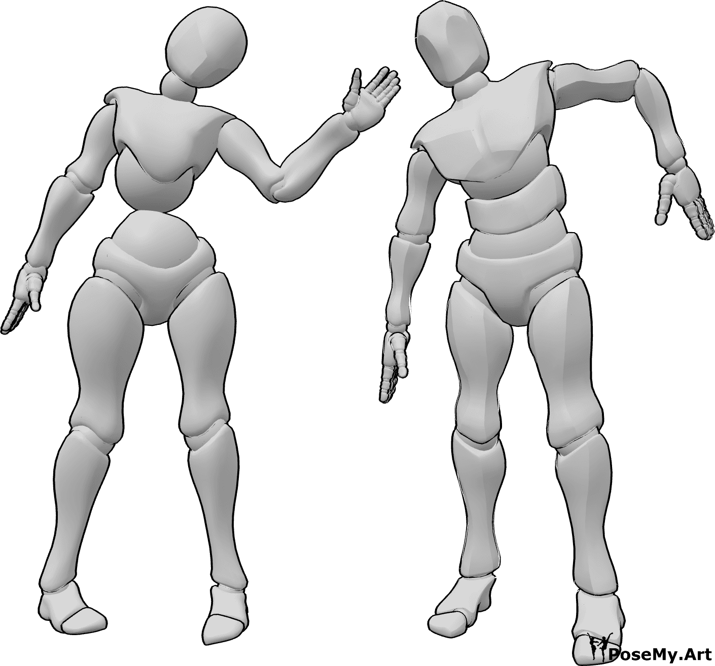 Pose Reference- Creepy female male pose - Creepy female and male walking zombie-like pose