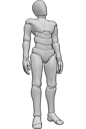Pose Reference- Male standing tilting head pose - Male is standing, slightly tilting his head to the right