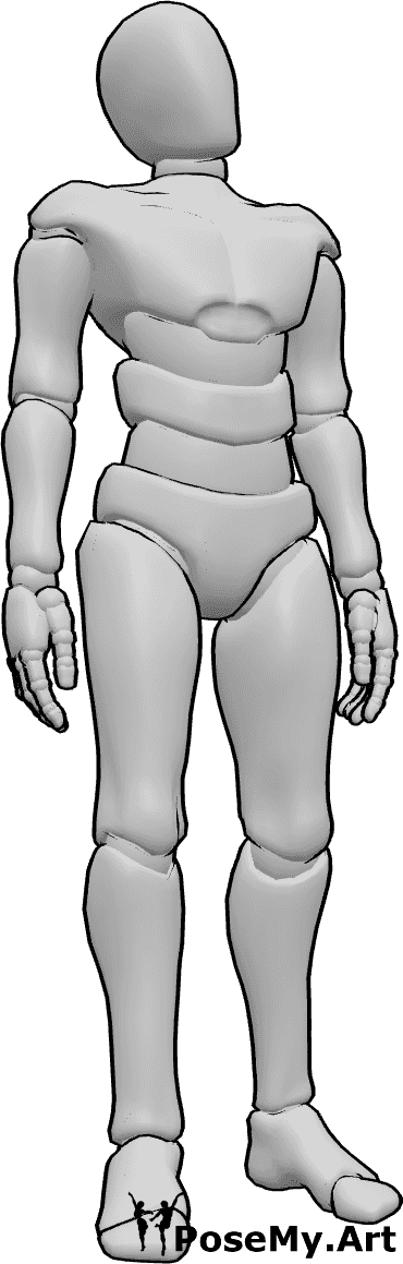 Pose Reference- Male standing tilting head pose - Male is standing, slightly tilting his head to the right