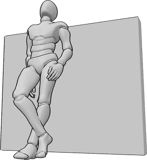 Pose Reference- Leaning wall looking up pose - Male is leaning against a wall, head is tilted back slightly, chin is raised