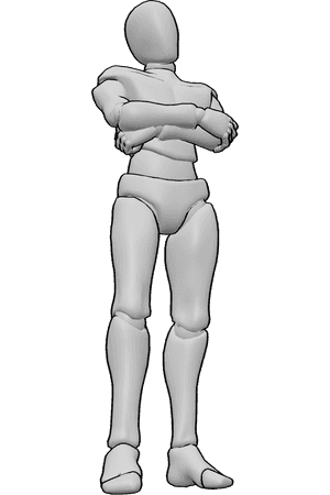Pose Reference- Male listening pose - Male is standing with arms crossed, head is tilted subtly as if listening