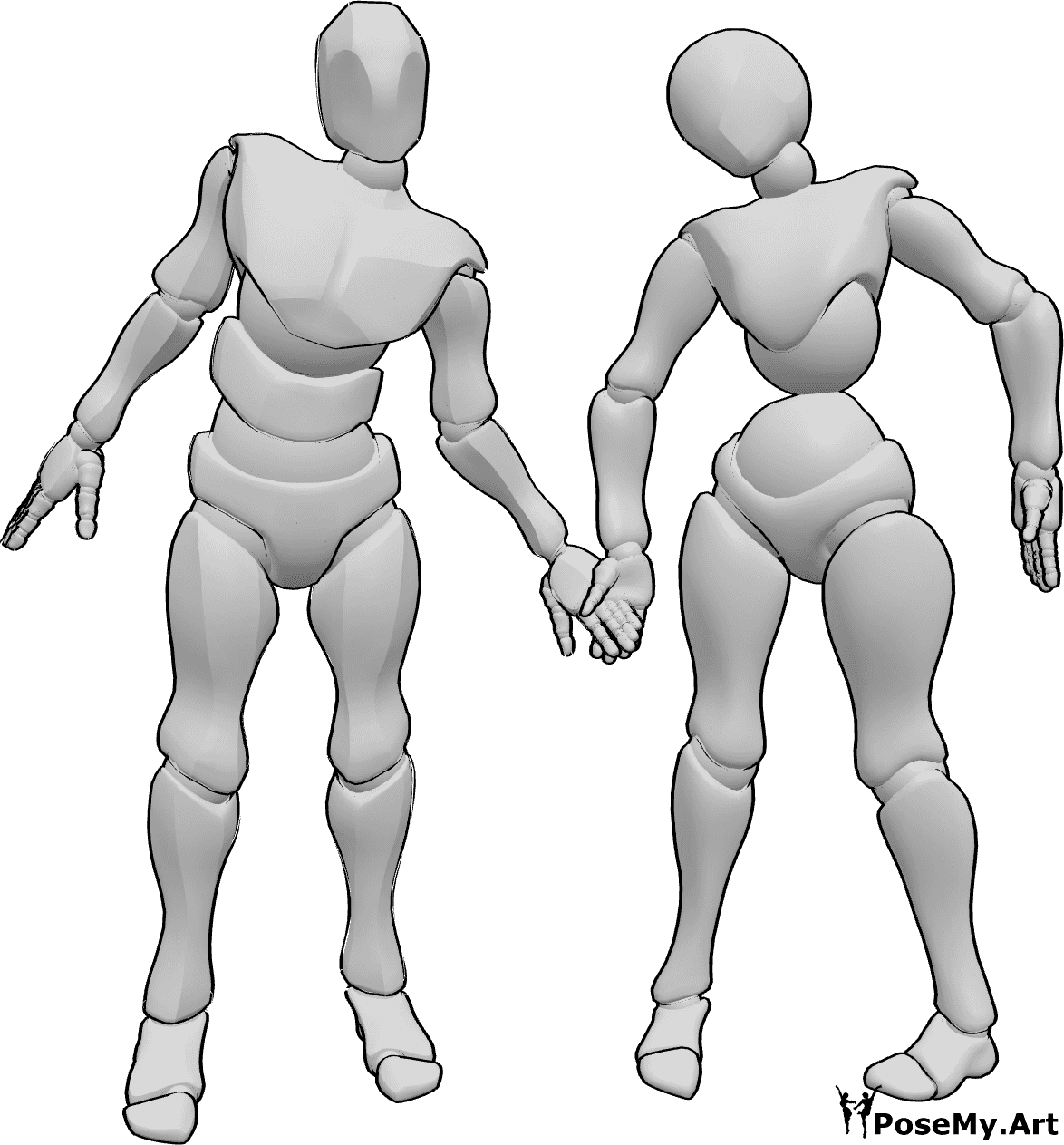 Referencia de poses- Espeluznante pose de pareja zombi - Espeluznante pose de pareja de zombi femenino y masculino