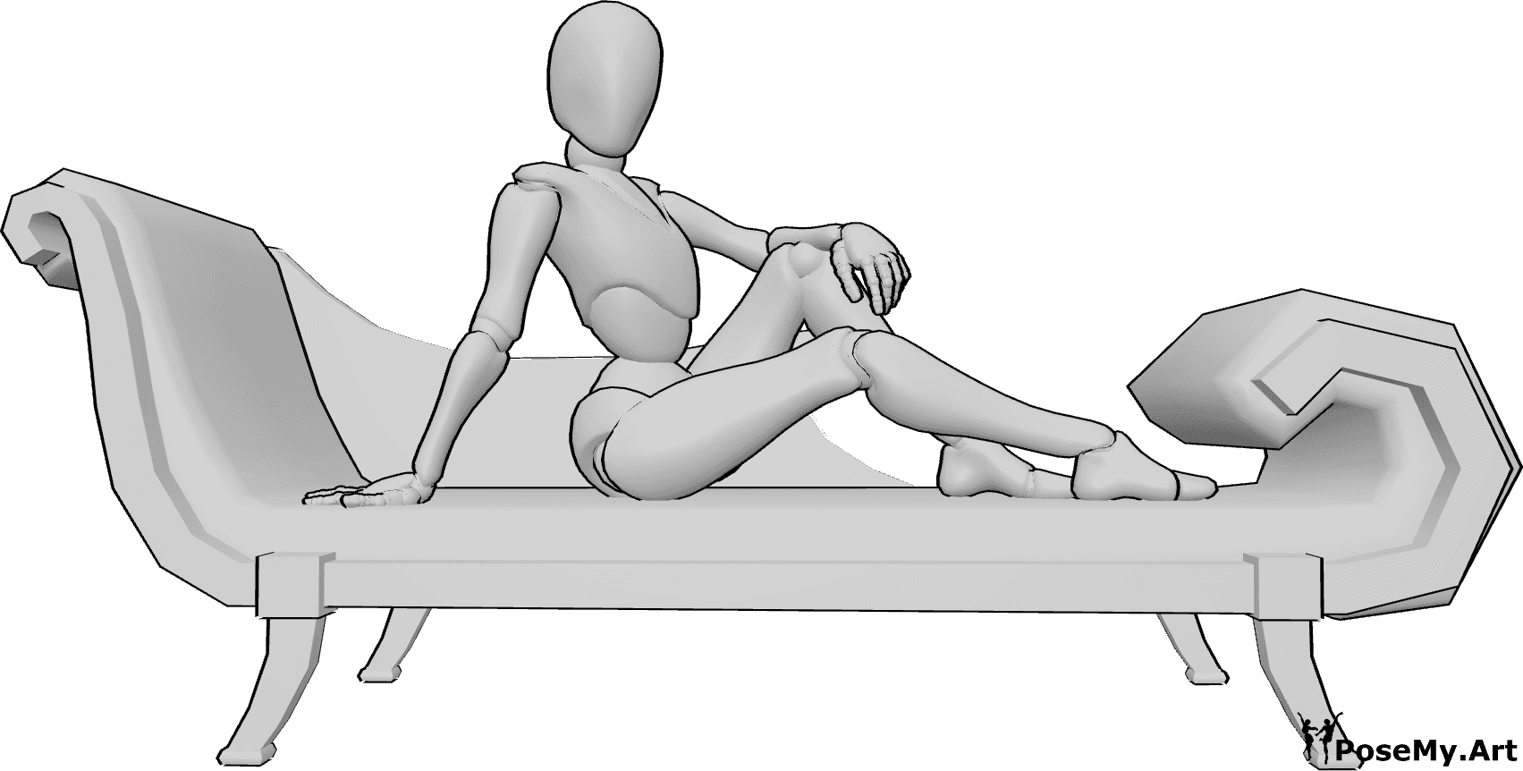 Pose Reference- Flirty sitting pose - Female is sitting on the sofa, posing sexy, female flirty pose