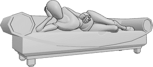 Pose Reference- Lying flirty invitation pose - Female is lying on the sofa and inviting with her index finger