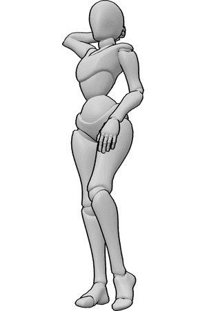 Pose Reference- Flirty standing pose - Female is standing and posing sexy, female flirty pose