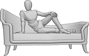Pose Reference- Flirty lying pose - Male is sitting on the sofa and posing sexy, male flirty pose