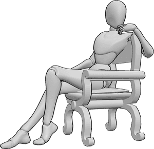 Pose Reference- Female flirty sitting pose - Female is sitting sexy on the chair, female flirty pose
