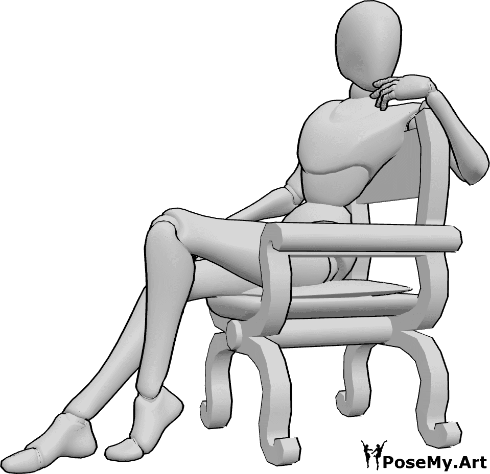 Pose Reference- Female flirty sitting pose - Female is sitting sexy on the chair, female flirty pose