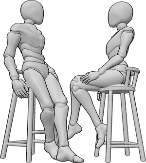 Pose Reference- Cross-legged sitting couple pose - Female and male are sitting cross-legged facing each other
