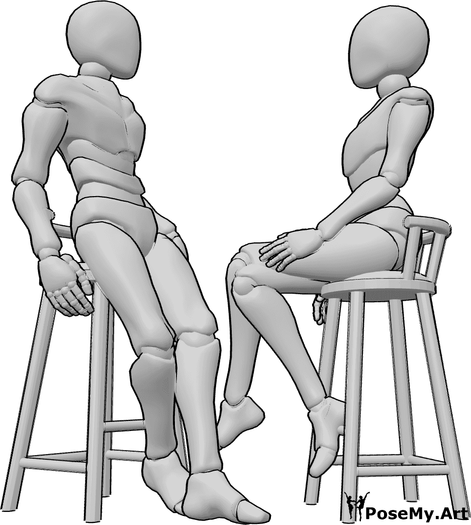 Pose Reference- Cross-legged sitting couple pose - Female and male are sitting cross-legged facing each other