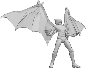 Pose Reference- Demonic tantrum pose - Demonic male in a rage, having a furious outburst, arms outstretched, looking up