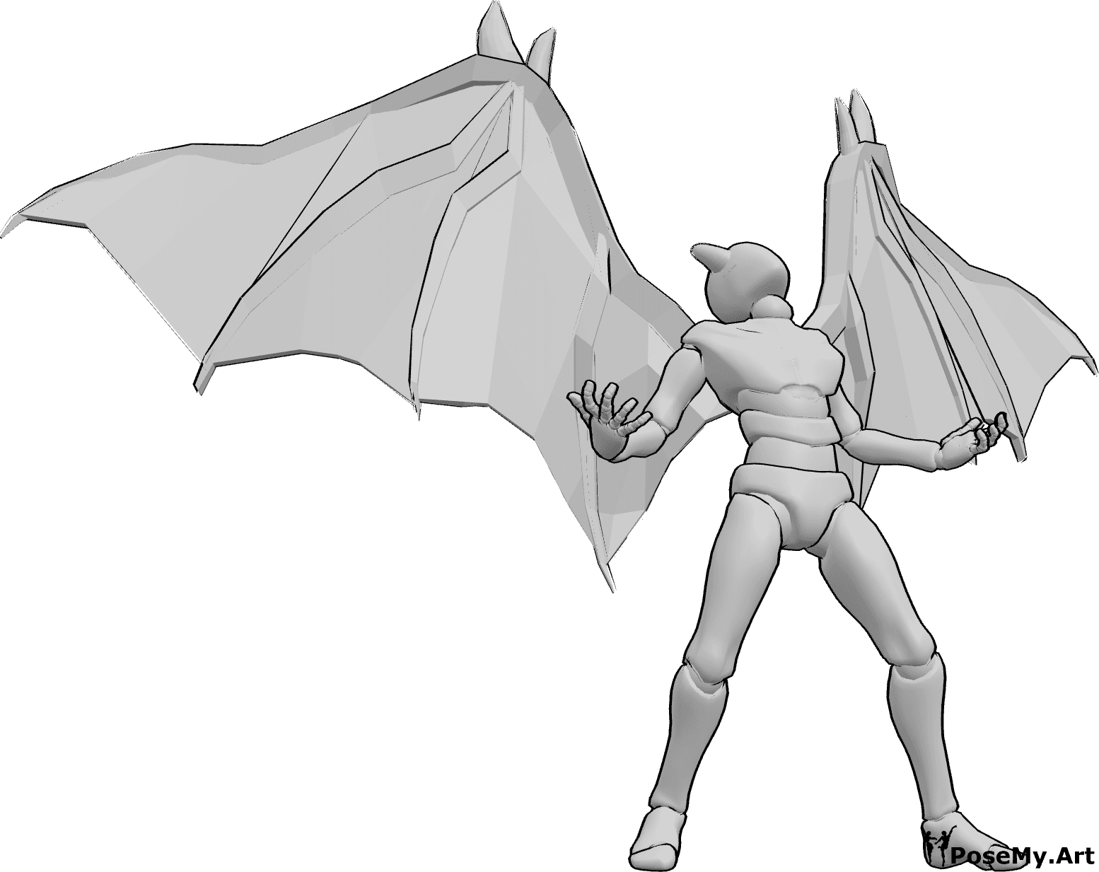 Pose Reference- Demonic tantrum pose - Demonic male in a rage, having a furious outburst, arms outstretched, looking up