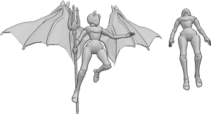 Pose Reference- Demonic female lifting pose - Demonic female is levitating and lifting her female victim