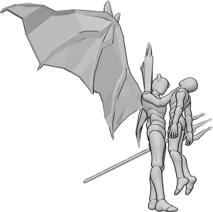 Pose Reference- Demonic male lifting pose - Demonic male is standing, lifting his victim by his throat