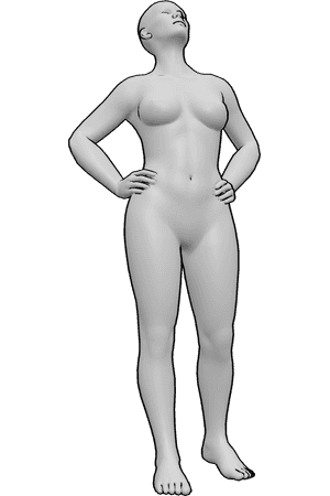 Pose Reference- Upward head rotation pose - Female is rotating her head upward at a 45-degree angle, creating a light, upward-flowing rhythm