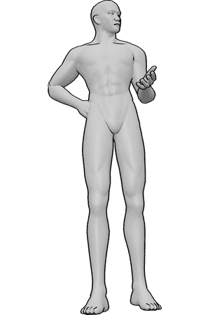 Pose Reference- Head turning pose - Male is turning his head 3/4 to the left, chin slightly raised