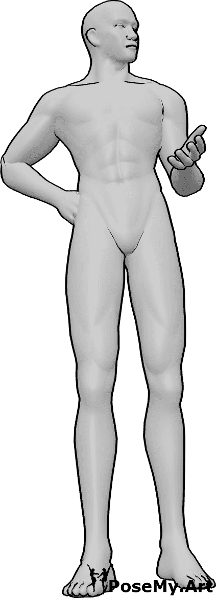 Pose Reference- Head turning pose - Male is turning his head 3/4 to the left, chin slightly raised