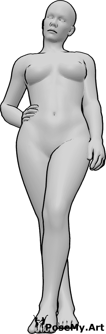 Pose Reference- Gentle side tilt pose - Female is tilting her head gently to the side, relaxed neck