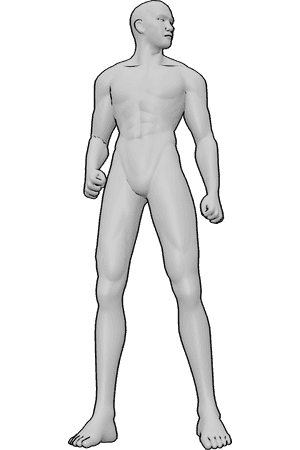 Pose Reference- Head turn pose - Male is turning his head away from the viewer, creating a strong directional flow and narrative feel