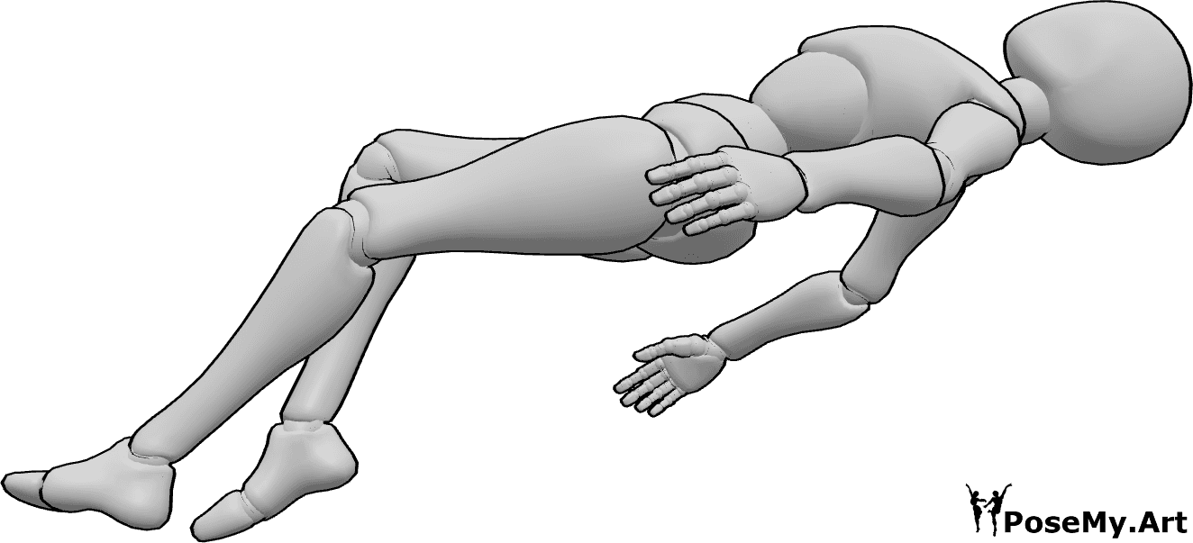 Pose Reference- Weightless levitating - Female is levitating horizontally, body slightly arched, arms and legs loosely extended