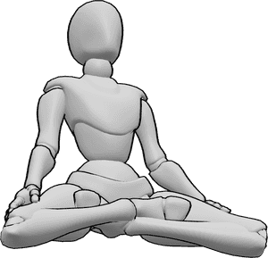 Pose Reference- Levitating meditation pose - Female is levitating in a cross-legged (lotus) position, spine upright, hands resting on knees, body calm and centered