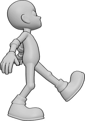 Pose Reference- Cartoon walking pose - Male is stepping forward with exaggerated leg lift, arms swinging wide