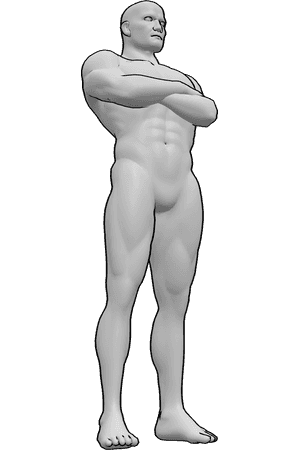 Pose Reference- Tough crossed arms pose - Tough male is standing confidently, his arms are crossed