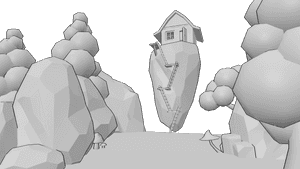 Pose Reference- Fantasy house reference - Small fantasy house on top of a floating rock