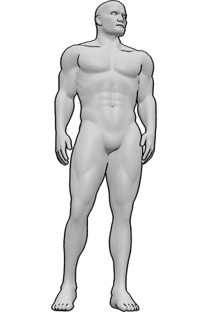 Pose Reference- Weight shift leg pose - Male is standing with most of the weight on one leg, the other leg relaxed and slightly bent