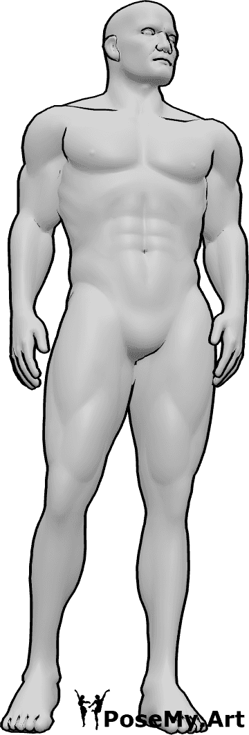 Pose Reference- Weight shift leg pose - Male is standing with most of the weight on one leg, the other leg relaxed and slightly bent