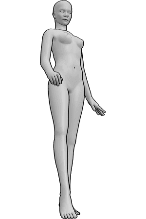 Pose Reference- Tiptoe leg pose - Female is standing on tiptoe, balancing with her hands