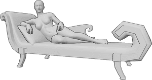 Pose Reference- Female lying knee pose - female is lying on the couch, posing elegantly, female lying pose