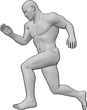 Pose Reference- Male running arm pose - Male is sprinting, arms bent at 90 degrees in motion rhythm