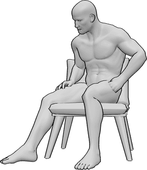 Pose Reference- Male hunched shoulders pose - Male is sitting hunched forward, shoulders rounded