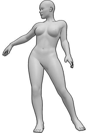 Pose Reference- Female dancing shoulders pose - Female is dancing with lifted shoulder on one side