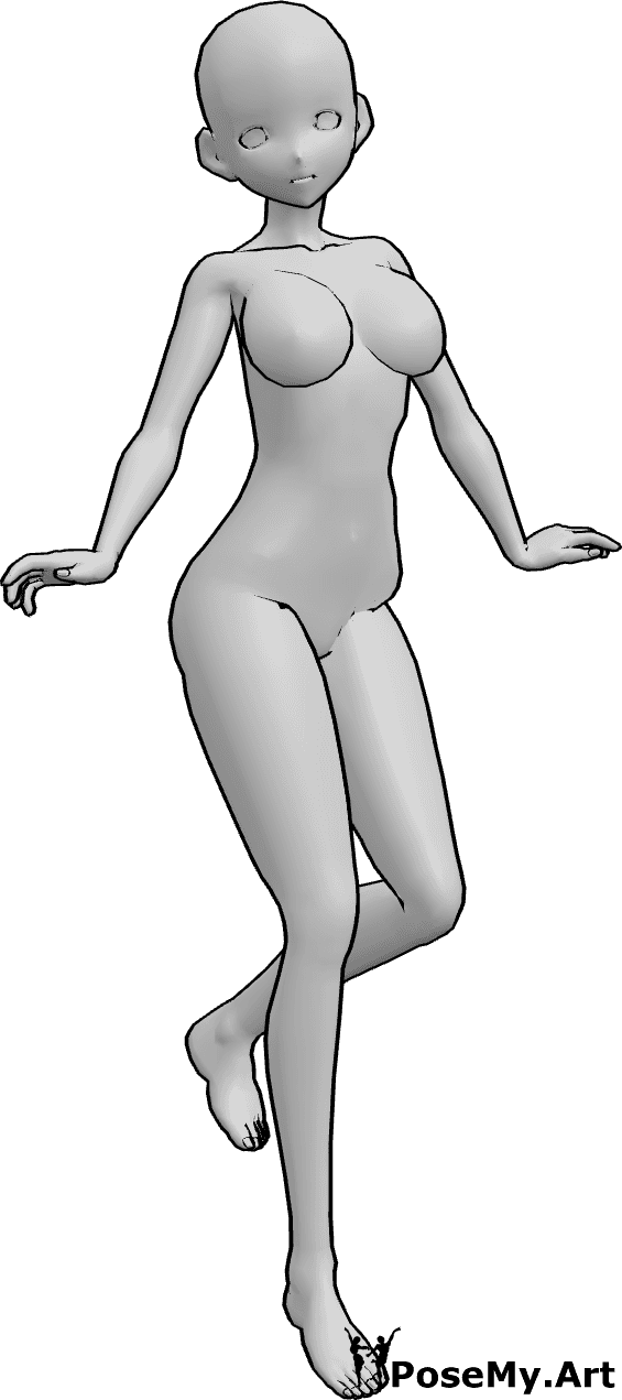 Female Anime Body Base - Anime cute jumping pose