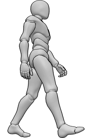 Pose Reference- Confident strides walking pose - Male is walking with long confident strides
