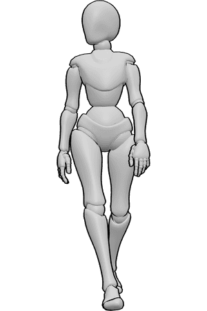Pose Reference- Walking turning head pose - Female is walking while turning her head to the side