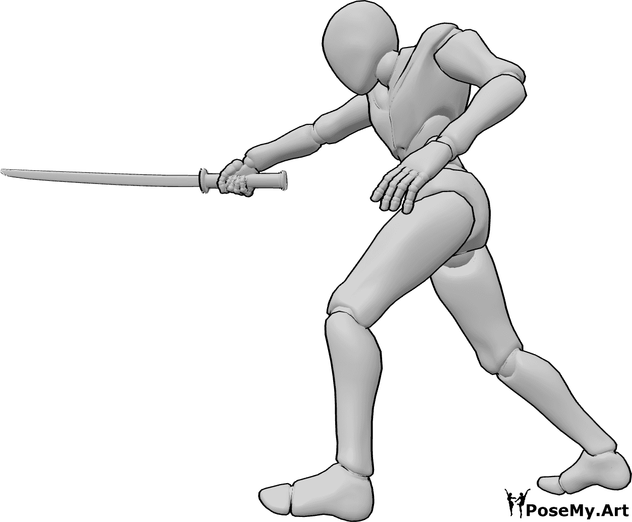 Pose Reference- Male forward lunging pose - Male is lunging forward, sword extended in a direct thrust