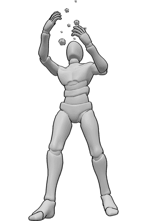 Pose Reference- Energy channeling pose - Male is raising both hands, channeling energy upward