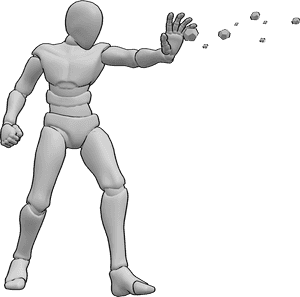 Pose Reference- Spell release pose - Male is stepping forward, one hand reaching out to release a spell