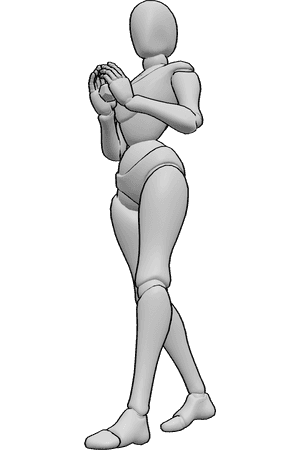 Pose Reference- Spell between palms pose - Female is holding a spell between both palms