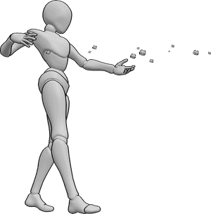Pose Reference- Trailing energy pose - Female is twisting her torso, spell trailing from her fingertips