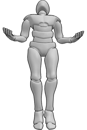 Pose Reference- Energy summoning pose - Male is summoning energy overhead, head tilted upward