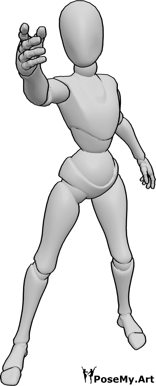 Pose Reference- Female reaching toward viewer pose - Female is reaching out with one hand toward the viewer