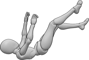 Pose Reference- Female falling reaching out pose - Female is reaching out with both hands while falling