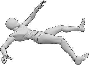 Pose Reference- Male falling reaching out pose - Male is reaching out with one hand while falling