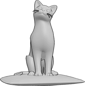 Pose Reference- Cat sitting pose - Cat is sitting on a pillow and looking slightly up